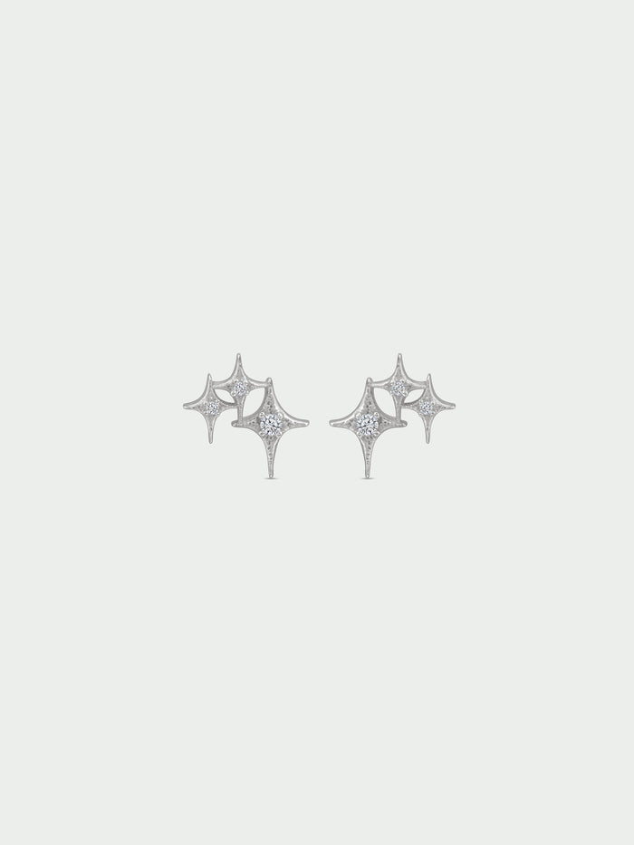 Nova Silver Star Cluster Stud Earrings