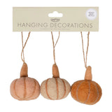 Set of 3 Felt Pumpkin Hanging Halloween Decorations