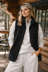 Motion Teddy Fleece Zip Gilet - Black