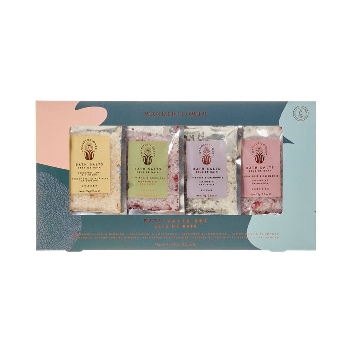 Bath Salts Pouches Set - Palmarosa, Lavender, Lime, Rose