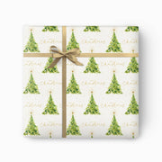 Golden Tree Christmas Wrapping Paper - 2 Sheets