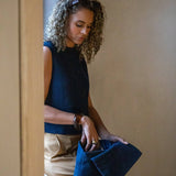 CHALK Ellie Linen Waistcoat in Navy