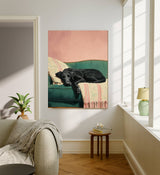 Cozy Black Dog Art Print  : A2