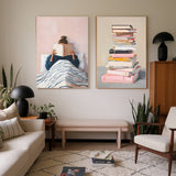 Female Reading Pastel Books Portrait Art Print