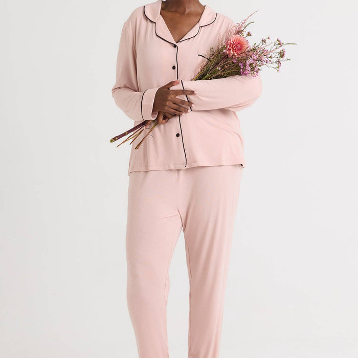 Bamboo Long Pyjama Set UK 8 - Pink Clay