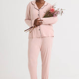 Bamboo Long Pyjama Set UK 8 - Pink Clay