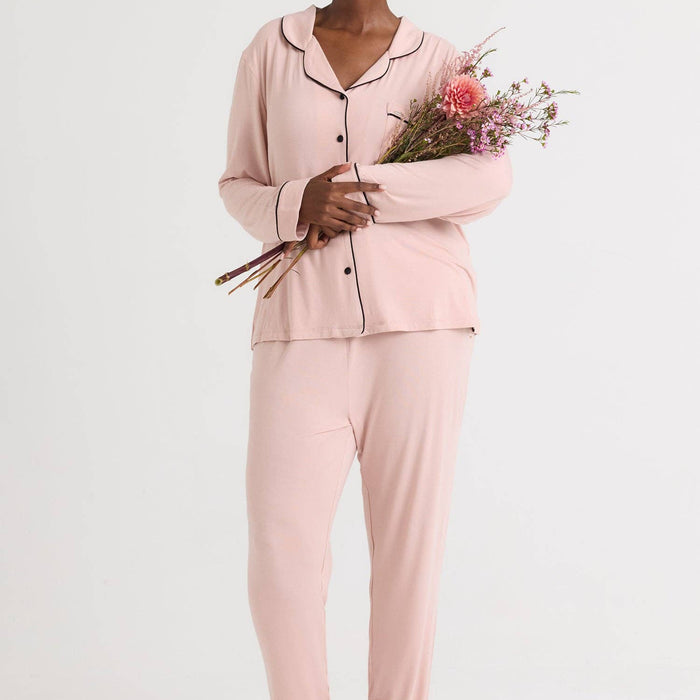 Bamboo Long Pyjama Set UK 10 - Pink Clay
