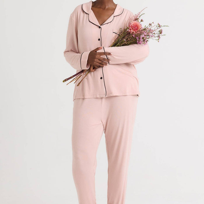 Bamboo Long Pyjama Set UK 12 - Pink Clay