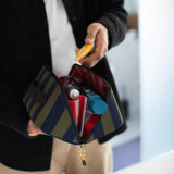 Khaki/Navy Stripe Flat Lay Wash Bag