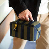 Khaki/Navy Stripe Flat Lay Wash Bag