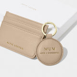 Katie Loxton Keyring & Card Holder Set 'Mum - Taupe