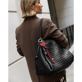 Nova Hand Woven Large Shoulder Bag - Black
