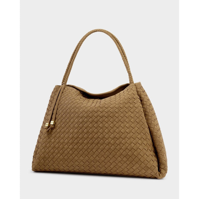 Katie Loxton Nova Hand Woven Suedette Large Shoulder Bag - Caramel