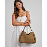 Katie Loxton Nova Hand Woven Suedette Large Shoulder Bag - Caramel