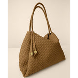 Katie Loxton Nova Hand Woven Suedette Large Shoulder Bag - Caramel