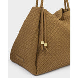 Katie Loxton Nova Hand Woven Suedette Large Shoulder Bag - Caramel