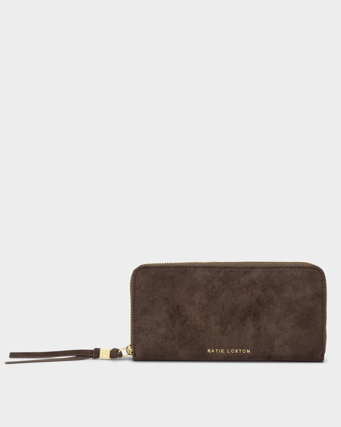 Large Suedette Purse – Bitter Chocolate