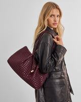 Nova Hand-Woven Small Shoulder Tote – Cherry