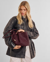 Nova Hand-Woven Small Shoulder Tote – Cherry