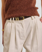 Leopard Print Buckle Belt – Brown