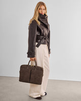 Suedette City Laptop Bag in Chocolate