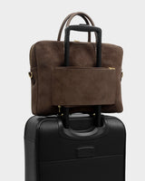 Suedette City Laptop Bag in Chocolate