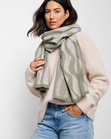 Blanket Scarf Wave Pattern - Green