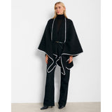 Katie Loxton Whipstitch Blanket Cape with Belt – Black | Luxury Wrap