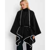 Katie Loxton Whipstitch Blanket Cape with Belt – Black | Luxury Wrap