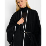 Katie Loxton Whipstitch Blanket Cape with Belt – Black | Luxury Wrap