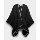 Katie Loxton Whipstitch Blanket Cape with Belt – Black | Luxury Wrap