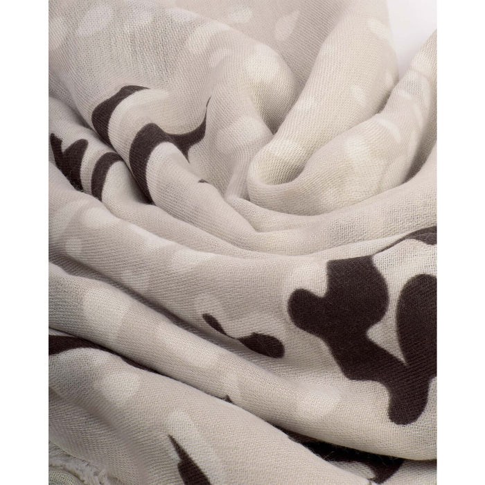 Katie Loxton Animal Printed Foil Scarf - Taupe, Chocolate & Gold