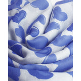 Printed Scarf - Abstract Heart, White & Blue