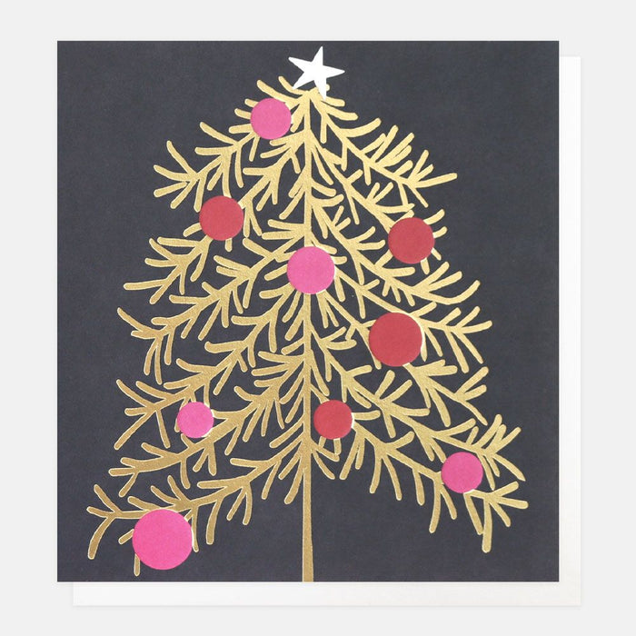 Caroline Gardner Gold Tree with Oversized Baubles Charity Pack 8 Cards