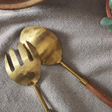 Soni Salad Servers - Gold & Acacia (Set of 2)
