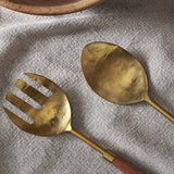 Soni Salad Servers - Gold & Acacia (Set of 2)