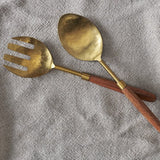 Soni Salad Servers - Gold & Acacia (Set of 2)