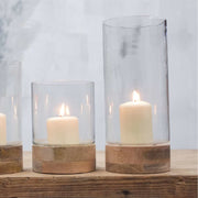 Idha Mango Wood Straight Hurricane Lantern