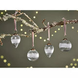 Nkuku Anara Etched Glass Baubles – Set of 4