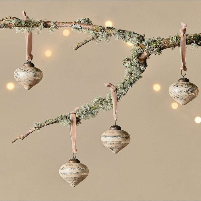 Suhana Glass Baubles - Brushed Silver - (Set of 4)