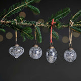 Nkuku Snow Drop Baubles - Silver Crackle (Set of 4)
