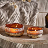 Nkuku Janka Glass Tealights - Amber (Set of 2)