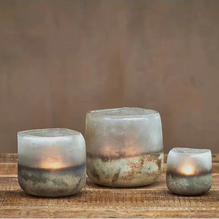Ngolo Glass Tealight Holder - Aged Smoke