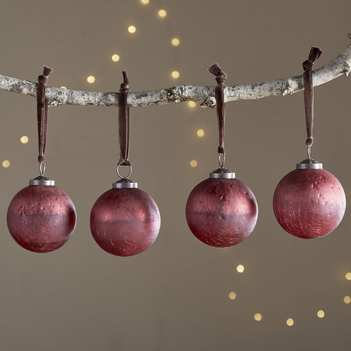 Pannee Round Baubles - Merlot - (Set of 4)