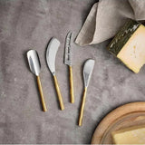 Nkuku Darsa brushed gold cheese knife set of four