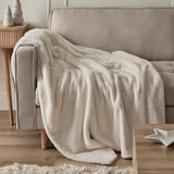 Luxury Faux Fur Throw Blanket - Cream