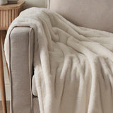 Luxury Faux Fur Throw Blanket - Cream