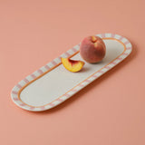 Striped Ceramic Serving Dish – Pink & Orange