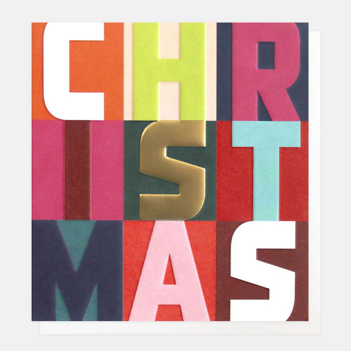 Caroline Gardner Colourful Christmas Text Charity Pack 8 Cards