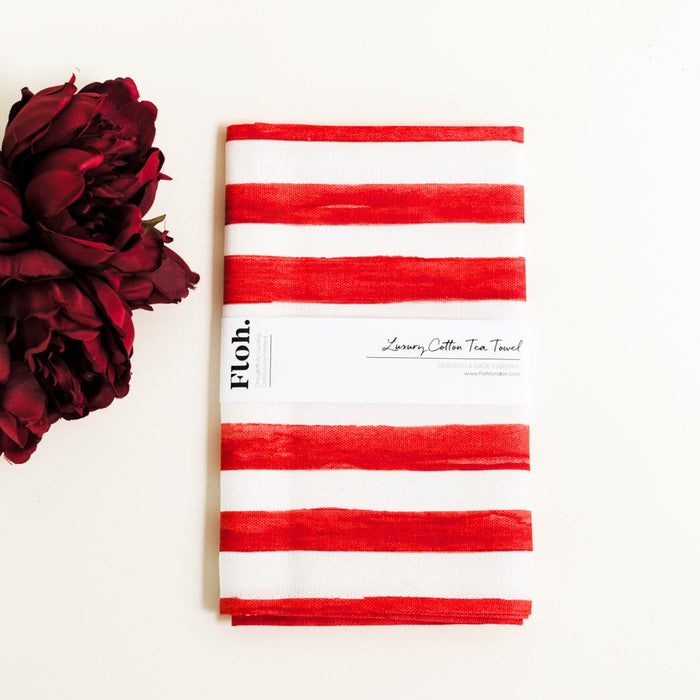 Crimson (Stripes) Tea Towel